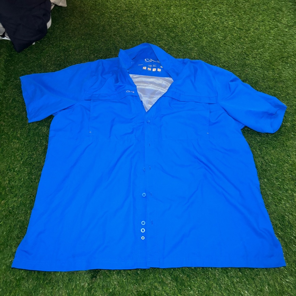 GameGuard Outdoors Mens 3XL Blue Short Sleeve Vented Fishing Shirt Quick Dry GG